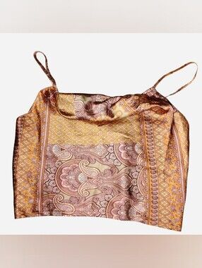 Everyday Chic Boutique Paisley Satin Cowl Neck Cami Top_ Size Large